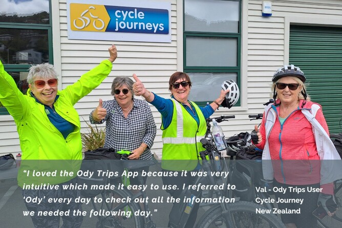 Val, a delighted Cycle Journeys customer, shares her experience with the Ody Trips App