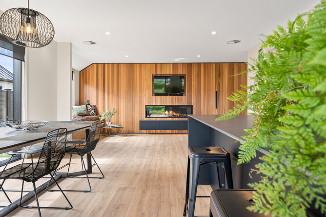 A floating laminate floor in a modern home.