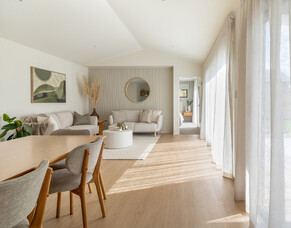 Laminate Flooring Cambridge: Drammen Isla Oak in Fowler Homes Waikato Show Home