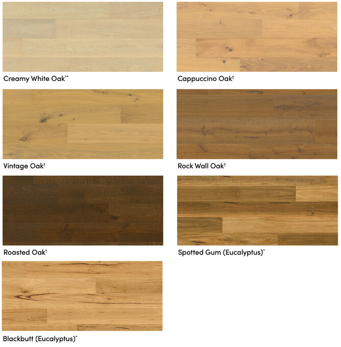 *Eucalyptus **Nature Grade Oak † Vibrant Grade Oak