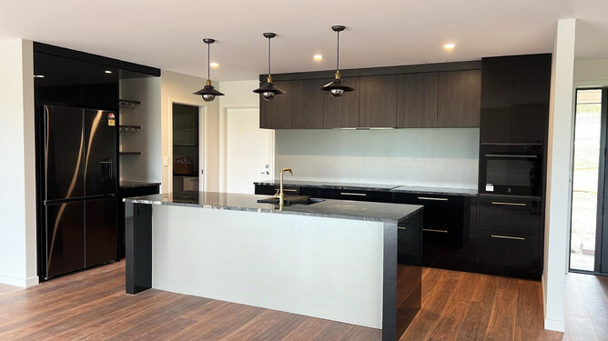 Kitchen design and manufacture by Total Kitchens | Floorboards Laminate Flooring: Impressive Spotted Gum