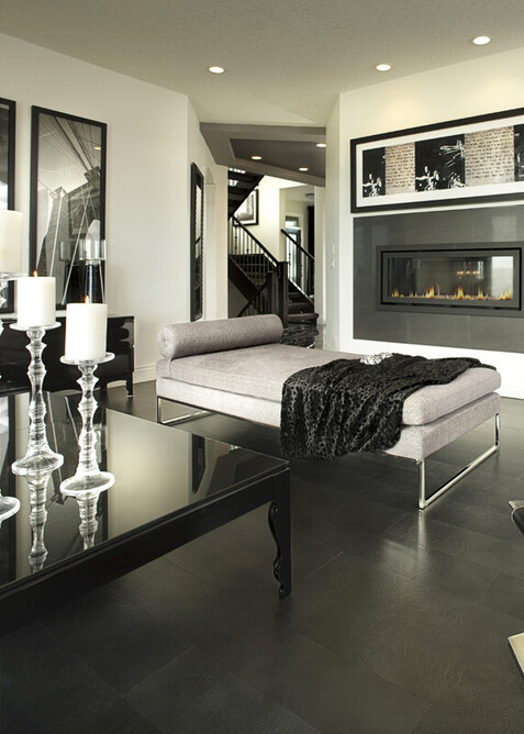 A dark leather textured floor in a modern home.