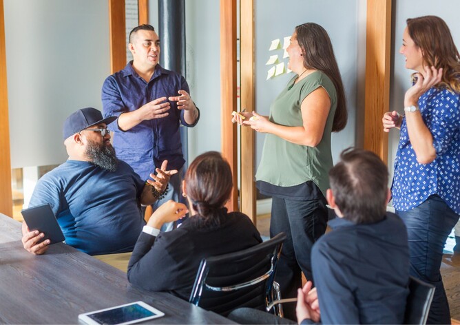 training and development for a group of kiwi workers in an office in Auckland
