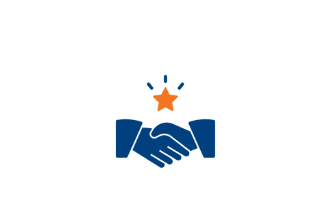 hands shaking with a star above symbolising Licensed & qualified specialists