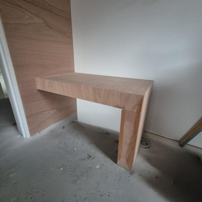 Mitered precise finish on stand for ventilation system, it's the finer details that make the feeling of a home.  Camako