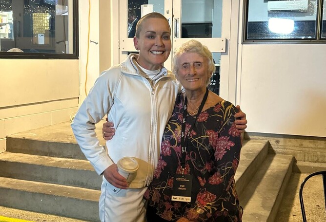 Natalie Rasmussen and Dorothy Cutts share a special moment following Natalie's win in the inaugural Dorothy Cutts Invitational.