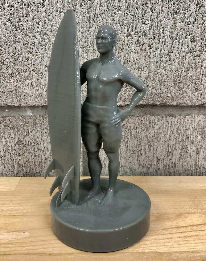 Investment Casting Pattern - Surfer Trophy - Chemically Polished PLA Plastic
