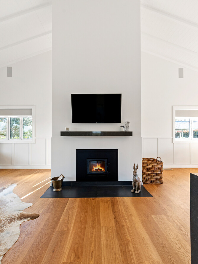 The ensuite vanity with modern concrete tiles