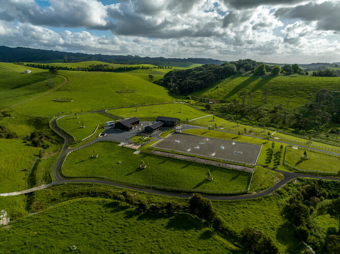 Aerial view of an equestrian lifestyle property