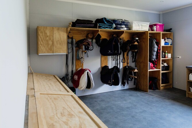 Tack room with feed storage