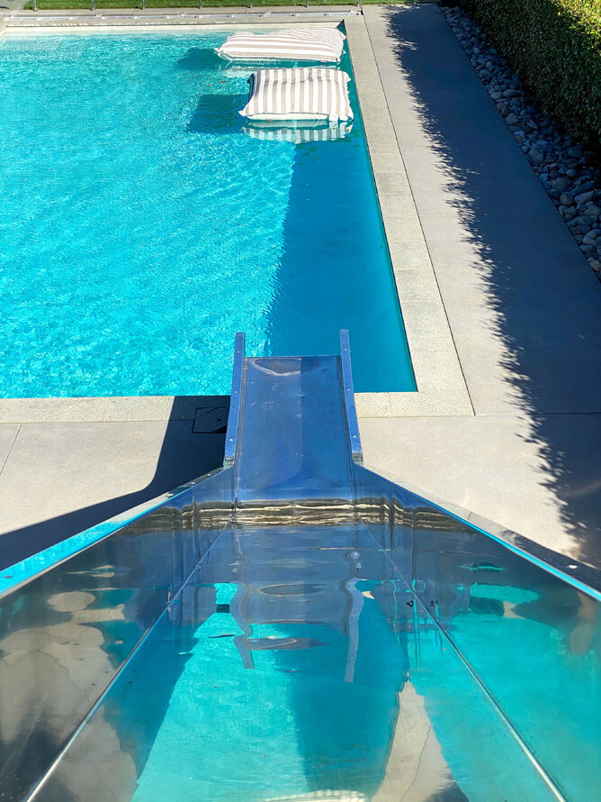 Water slide into the pool