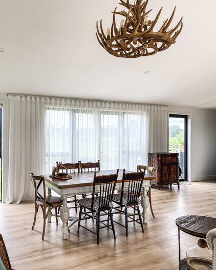 Dining area in open plan living and kitchen
