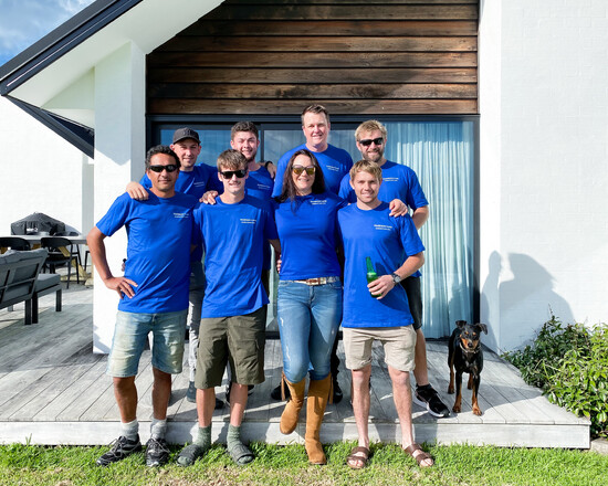 The Harrison Lane team pose for a photo before flying to queenstown on a social trip
