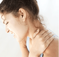 Woman expressing neck pain