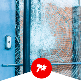 Smashed glass window