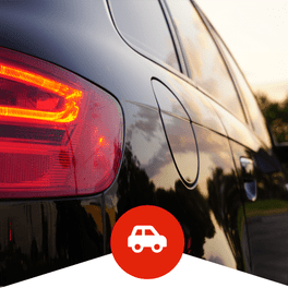 rear view of a black car with tinted windows 