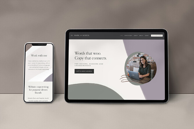 Partner site of the month September 2022 | Winner Designerbloom | Website Mark My Words Copywriting Website