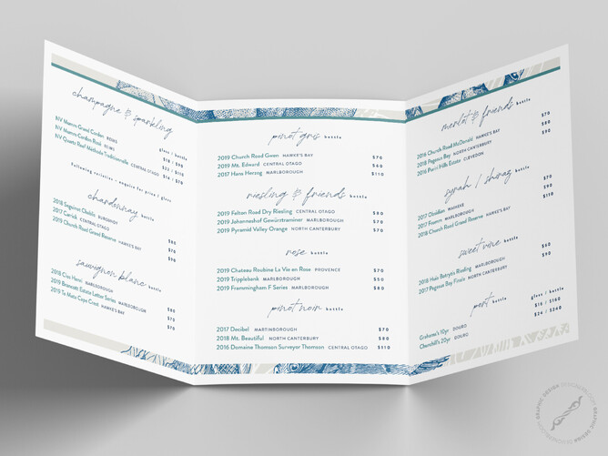 Drinks Menu Design for Restaurants | Wellington Web Design