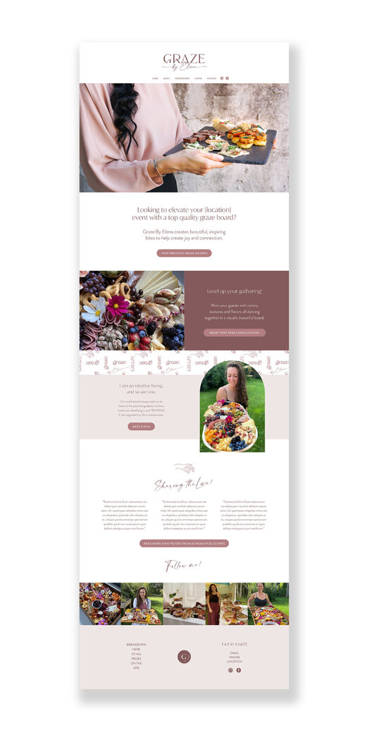 Website visual for Grazing Platter Business