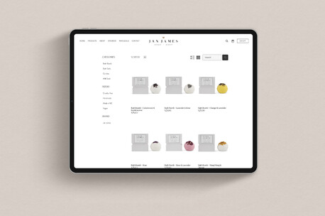 Shop Page for Jan James | Designerbloom Website Design