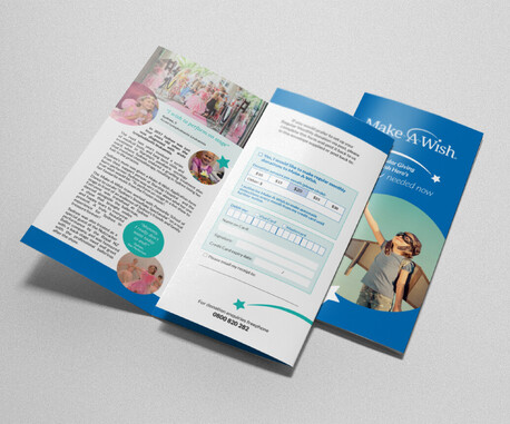 Tri-fold flyer design for Make-A-Wish
