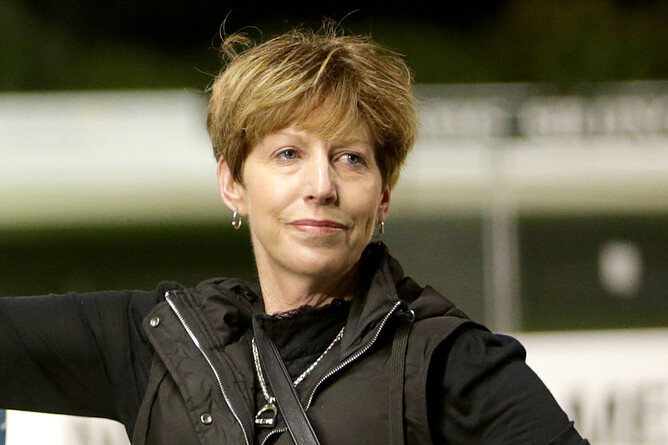 Lyn Neal, who trains with in partnership with husband Andrew, was happy with their team's performance at Alexandra Park on Wednesday. Photo: Trish Dunell