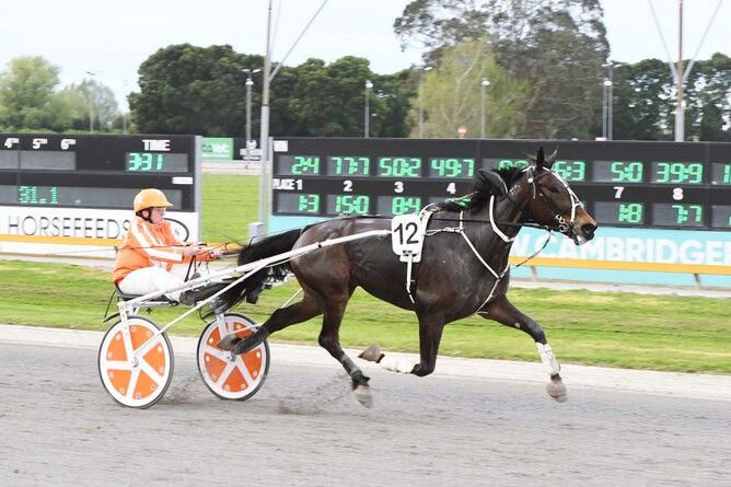 Del Shannon in winning form at Cambridge Raceway on Thursday night. - Photo: Chanelle Lawson