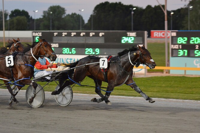 About Turn winning at The Cambridge Raceway. Photo: Chanelle Lawson Photography