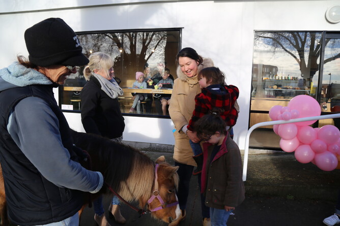 Gavelhouse General Manager Haylie Martin, with son Patrick and daughter Poppy getting in to the birthday spirit  - Photo: Picket Fence