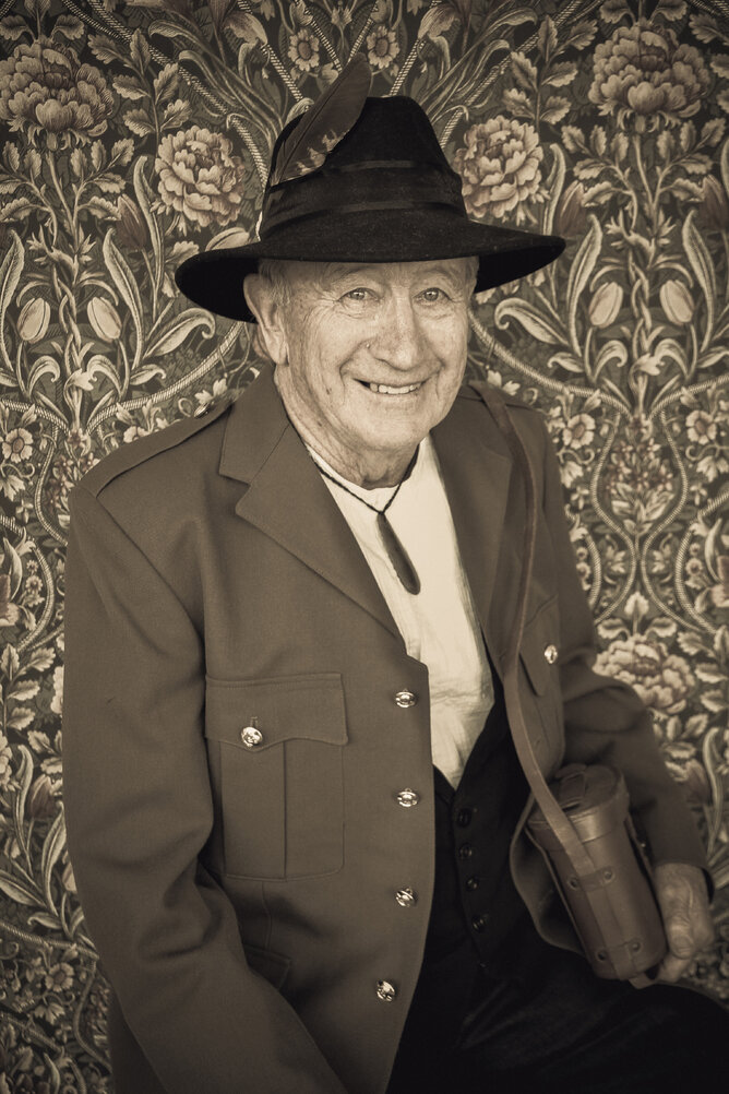 Cambridge Raceway Patron Charlie Hunter, posing for a portrait commissioned for our centenary race meeting.   - Photo: Soldier's Road Portraits