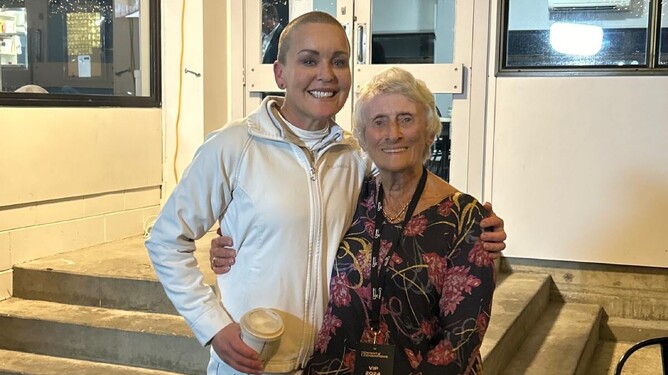 Natalie Rasmussen and Dorothy Cutts share a special moment following Natalie's win in the inaugural Dorothy Cutts Invitational.