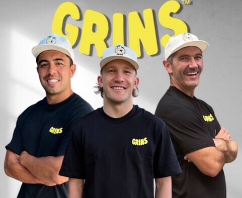 Grins founders Anton Lienert-Brown, Damian McKenzie and Stephen Donald - Photo: Supplied
