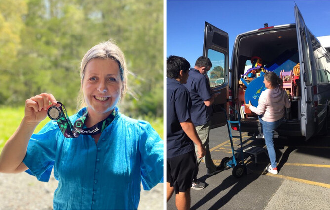 Image of Woven Earth team receiving an award. Case study of project funded by the Jenkins Foundation. New Zealand.