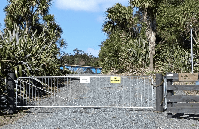 Image of the entrance to CUE Haven's restored community native forest.