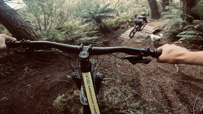 Matiu following Greg down the lower section of Boost