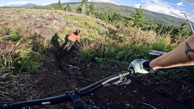 Gemma following Jordana down Boost