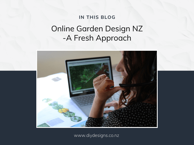 online garden designer at computer with headset on