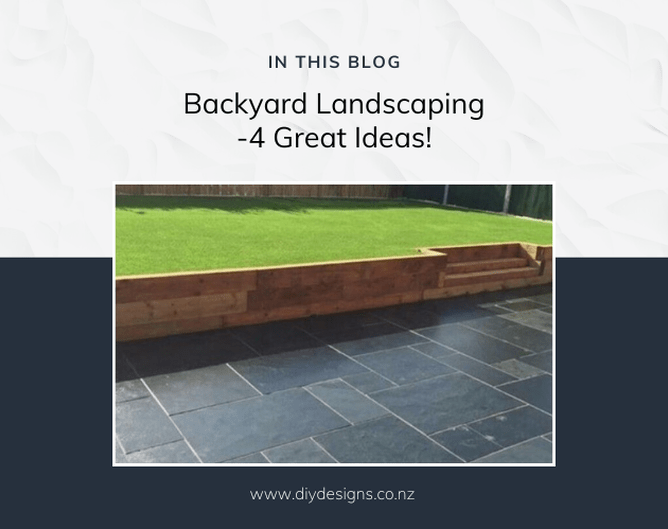 Backyard landscaping idea showing how using a timber retaining wall has created a lovely, flat lawn, easily accessed by a flight of three wide timber steps.