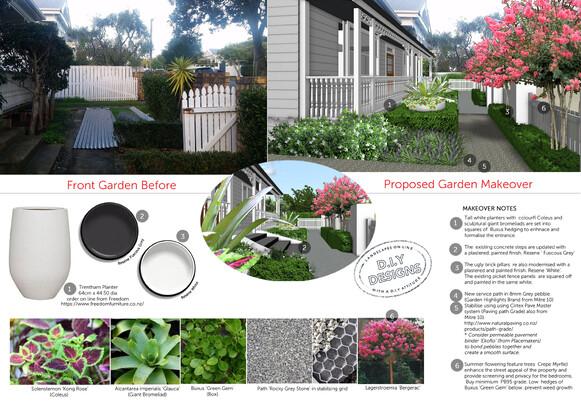 A 3D garden concept for an Auckland villa front garden. Flowering trees and shrubs transform the small front garden.