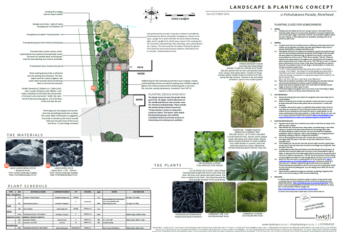 A garden planting concept plan for a small Auckland property