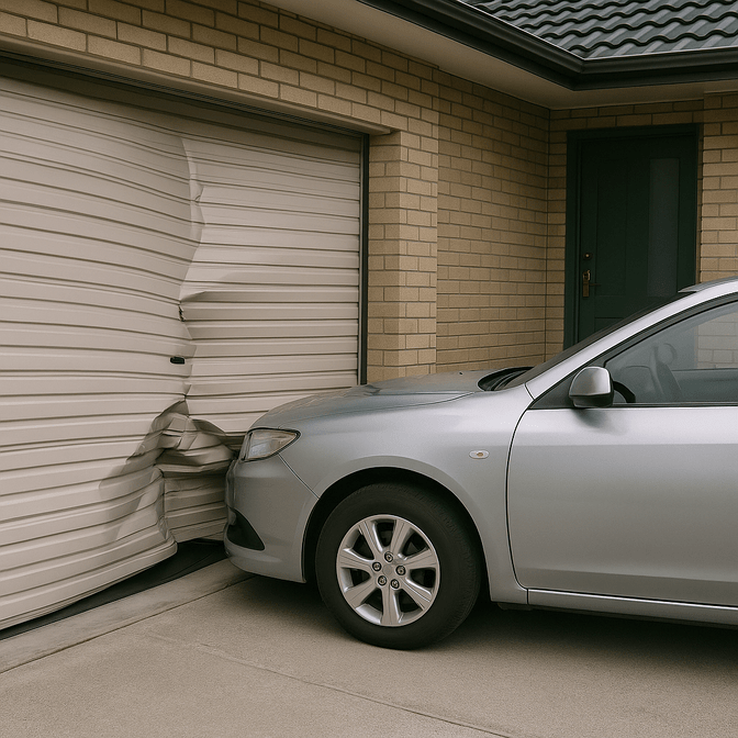 Malicious or accidental damage to a Rotorua home garage door by a car driving in to it
