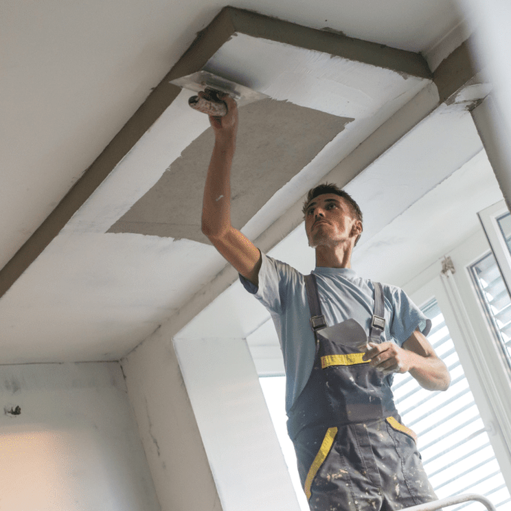 Painting, plastering, and finishing work to the roof of a living room in a Bay of Plenty home