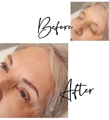 brow tattooing on mature skin before and after photos by Manor Ink Hamilton