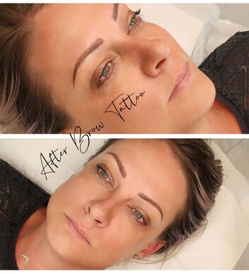 brow tattooing before and after photos by Manor Ink Hamilton