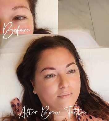 brow tattooing before and after photos by Manor Ink Hamilton