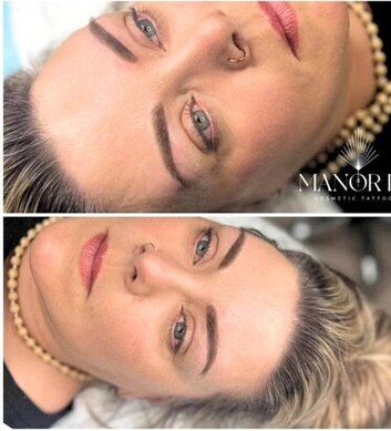 brow tattooing before and after photos by Manor Ink Hamilton