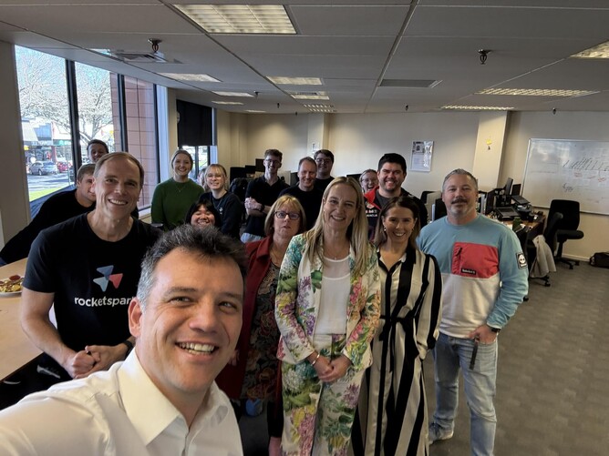 Joseph Mooney, Barbara Kuriger, Susan O'Regan and Rocketspark team discussing Waipa Tech Meetups