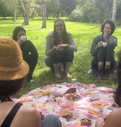 Yummy sweet treats shared in circle at Arcus venue and day retreat next door to Ruth Pretty's place