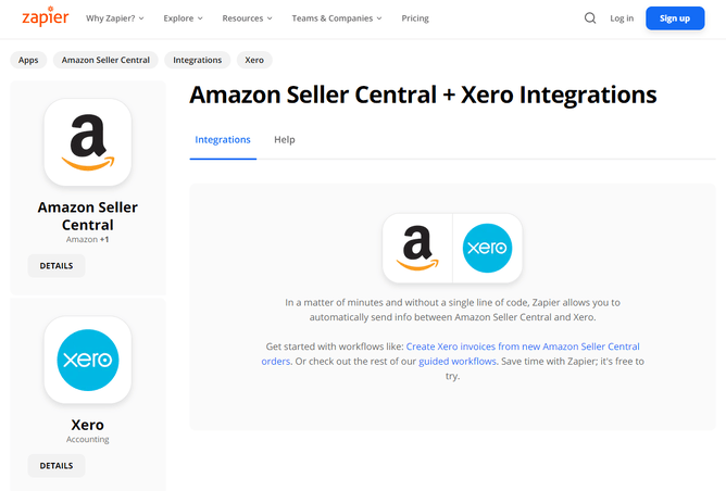 Amazon seller central integration using Zapier