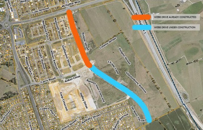Webb Drive extension shown in blue